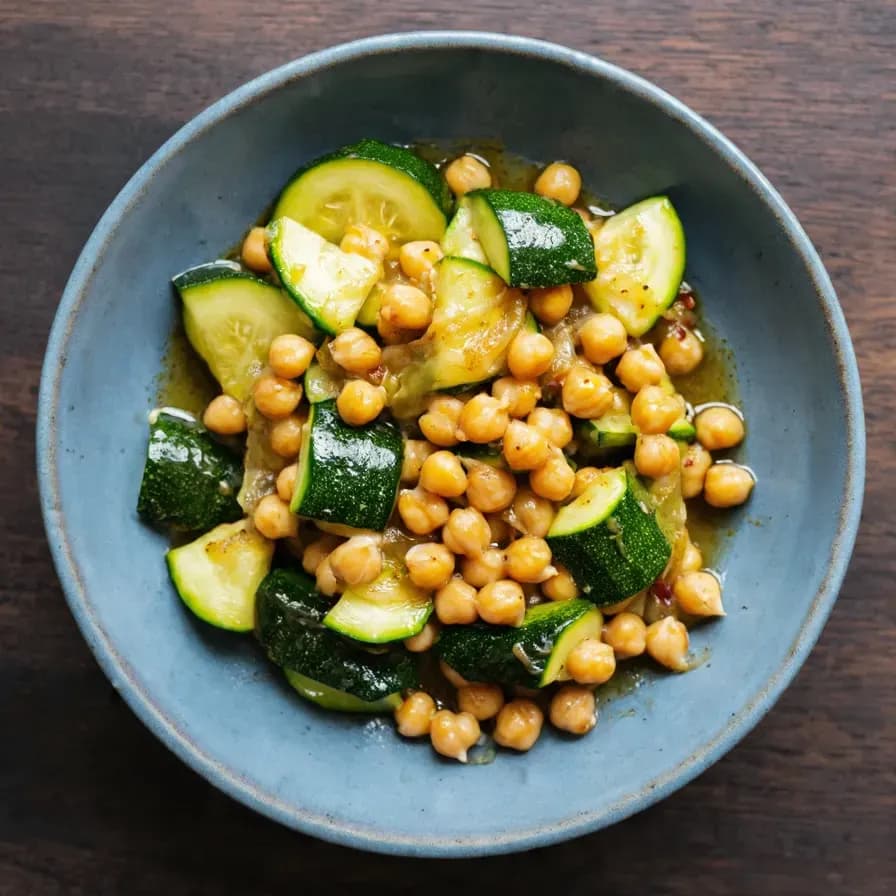 Zucchini mit Kichererbsen und Curry