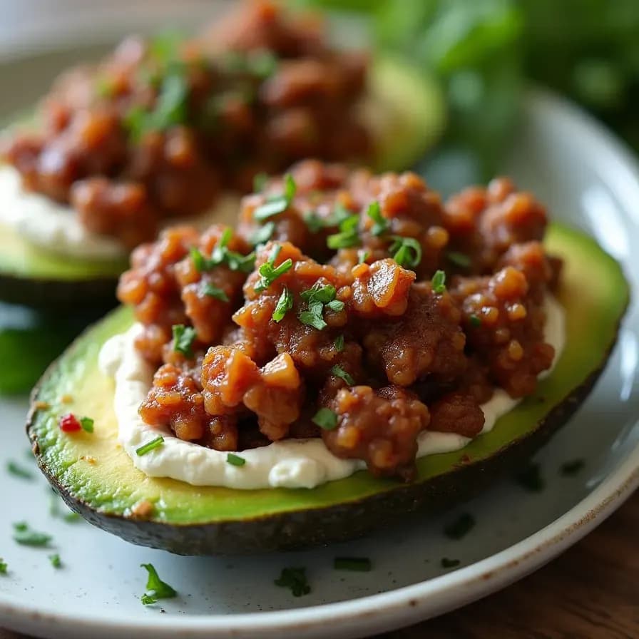 Minced Meat on Avocado Bed