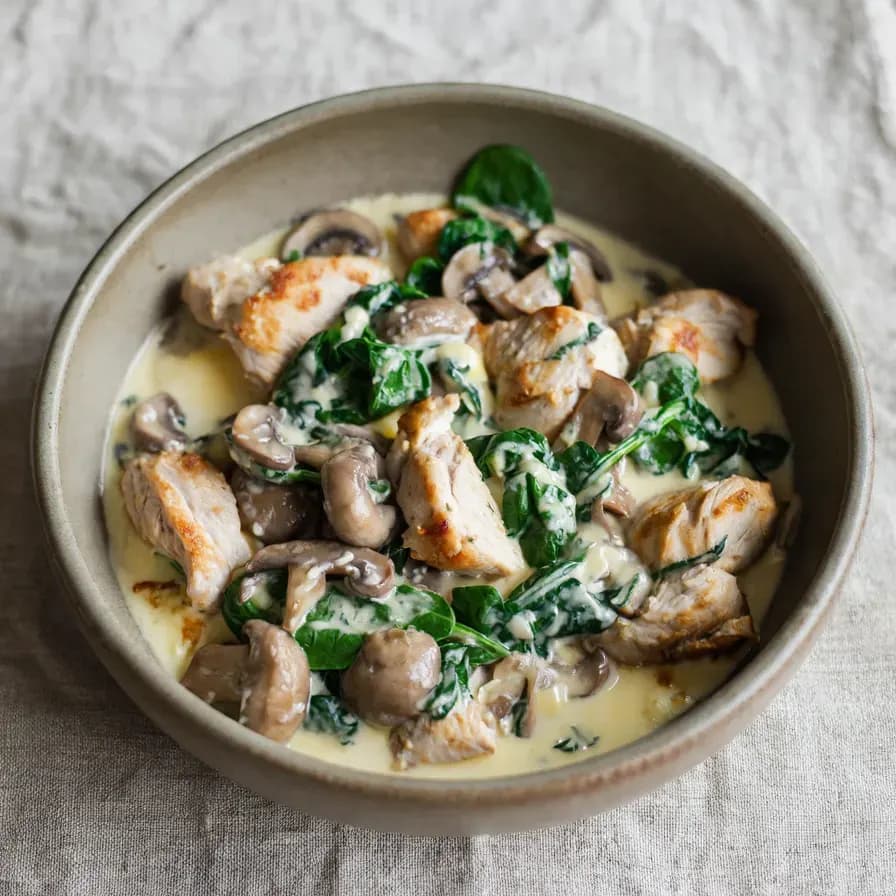 Pollo con Espinacas y Champiñones Keto