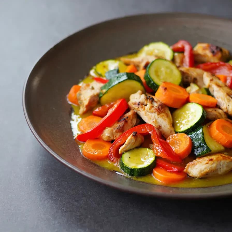 Pollo con Verduras al Horno sin Aceite