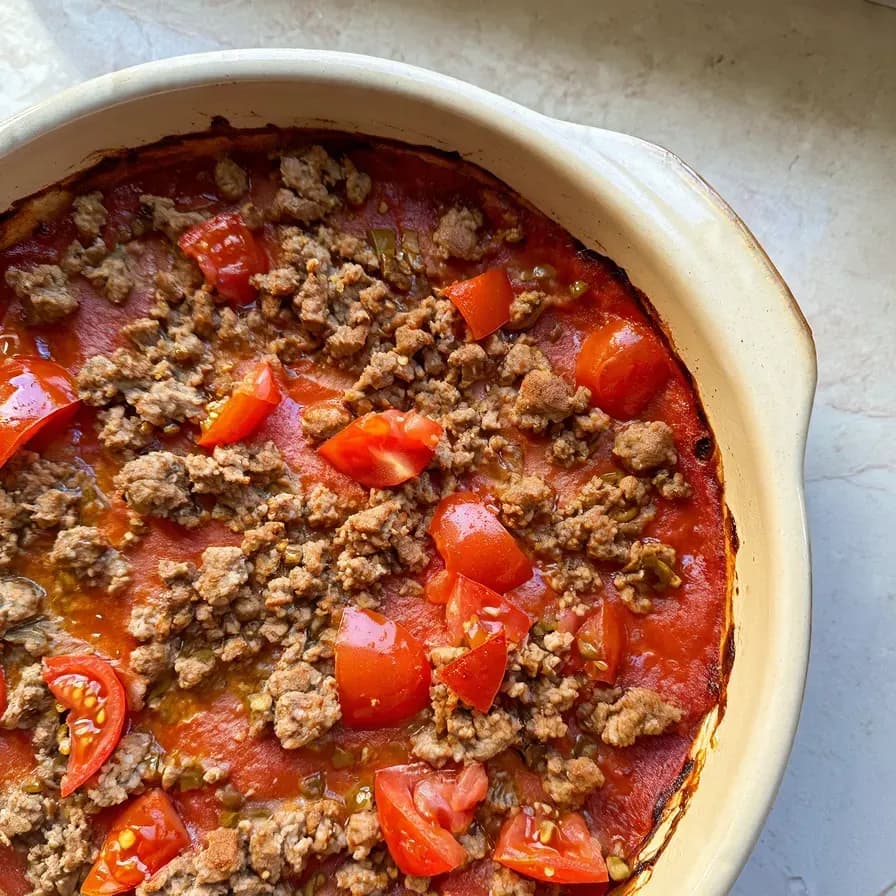 Légumes à la viande hachée au four