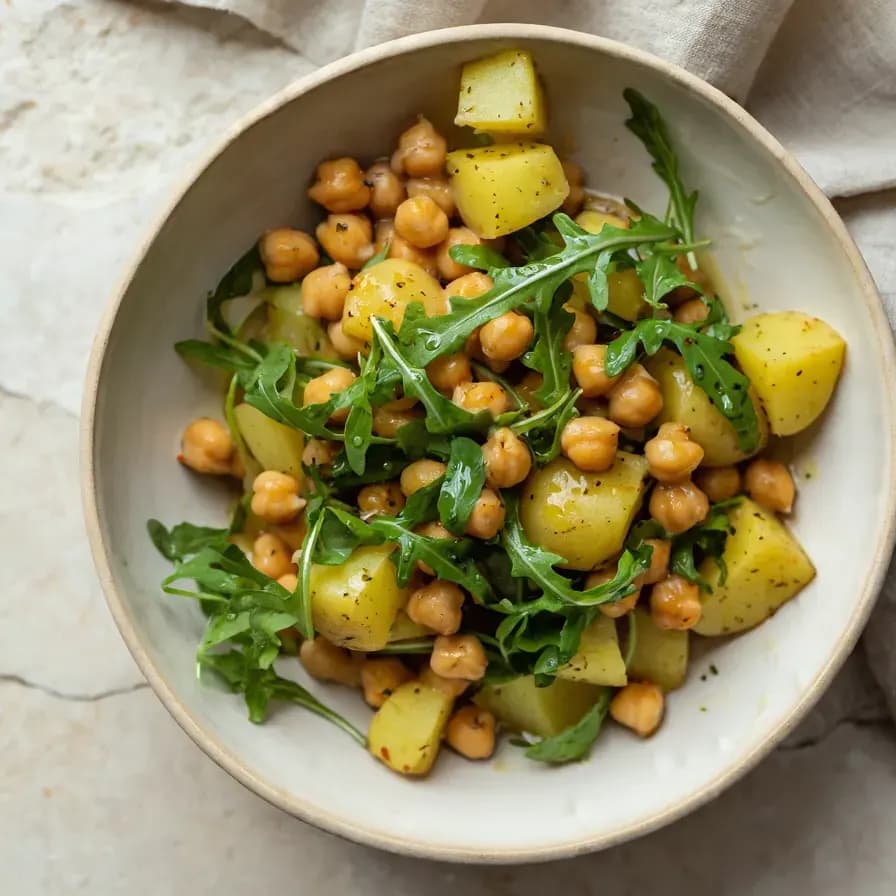 Gewürzter Kichererbsen- und Süßkartoffelsalat