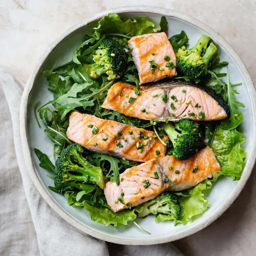 Plato de Izgara Somonlu Brokoli Salatası