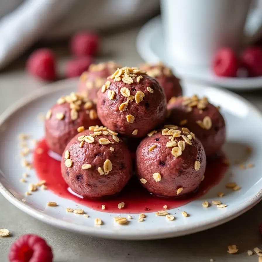 Proteinkugeln mit Himbeeren