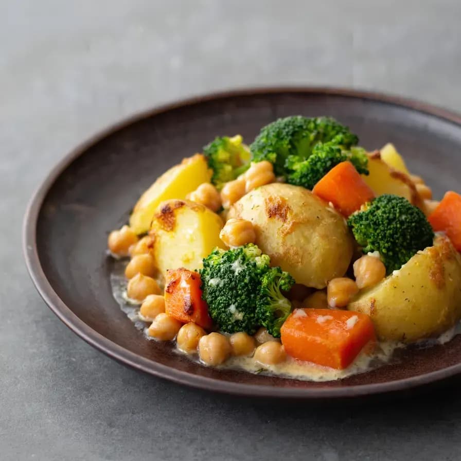 Pois chiches aux légumes au four