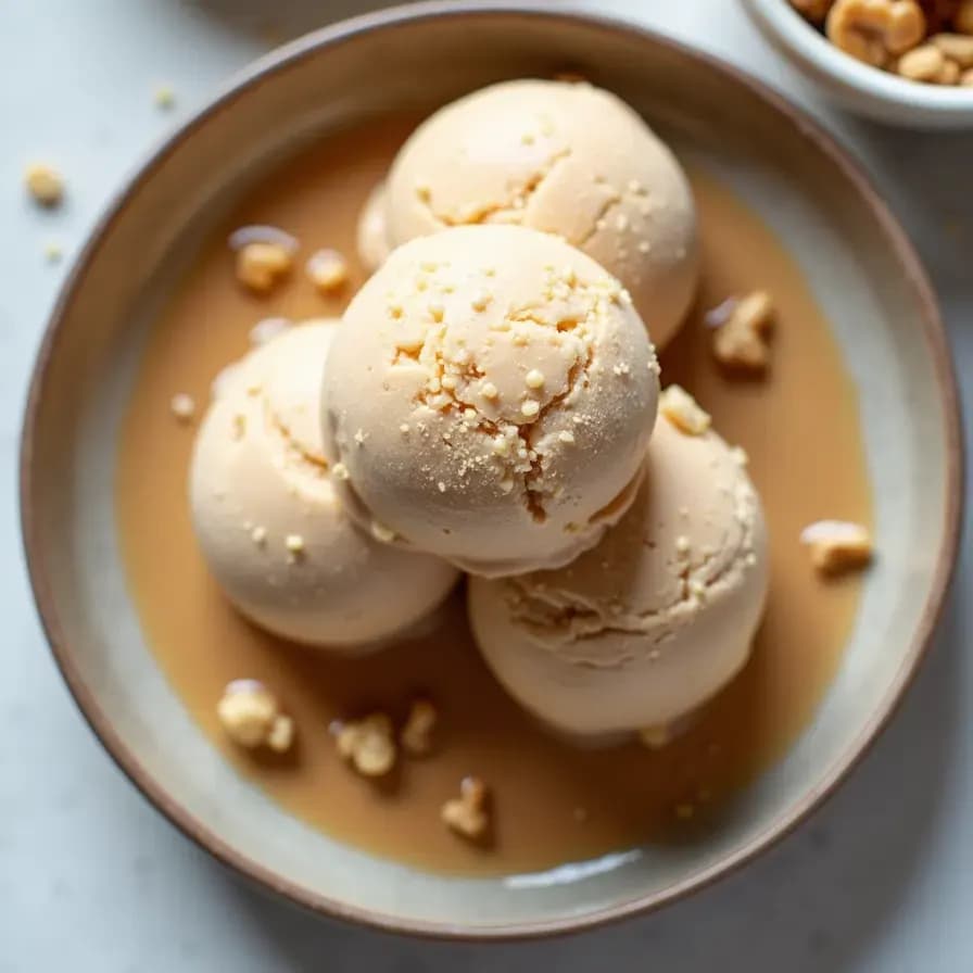 Zuckerfreies Eis mit Tahini und Walnüssen