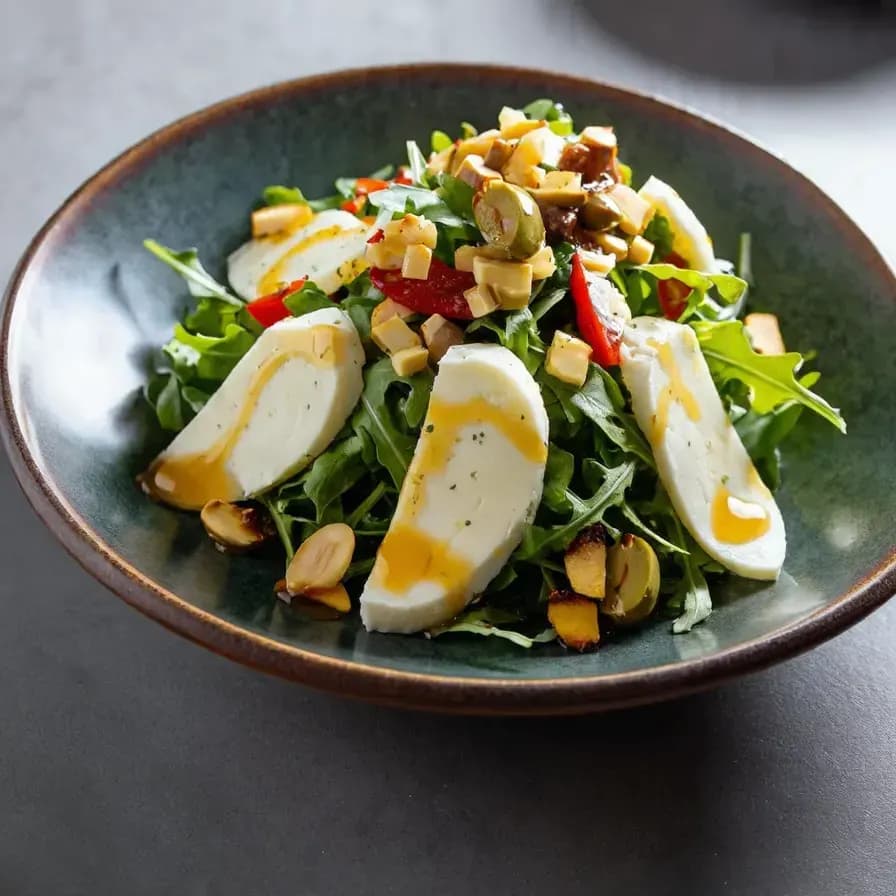 Salade au fromage Halloumi et aux pêches