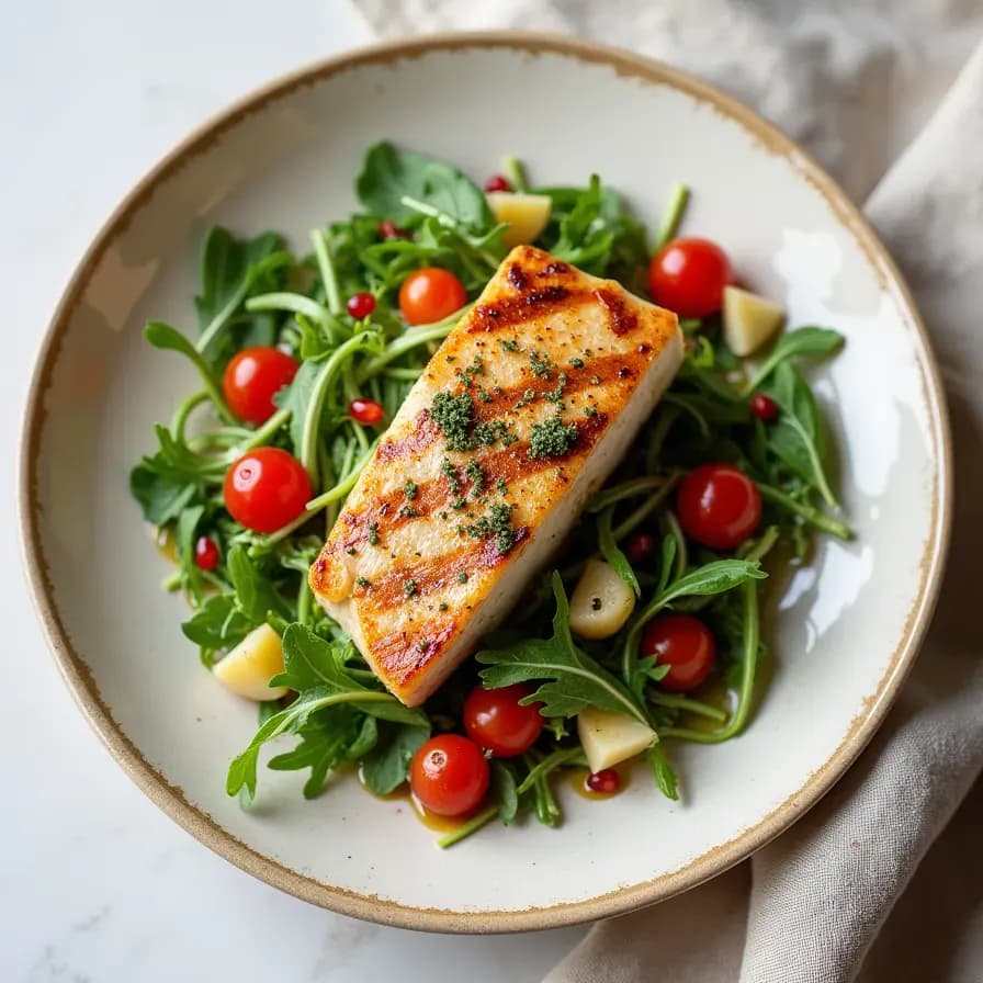 Grilled Sea Bass with Olive Oil and Arugula Salad