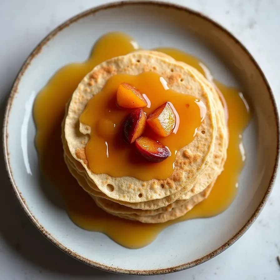 Pfannkuchen mit Früchten und Quark