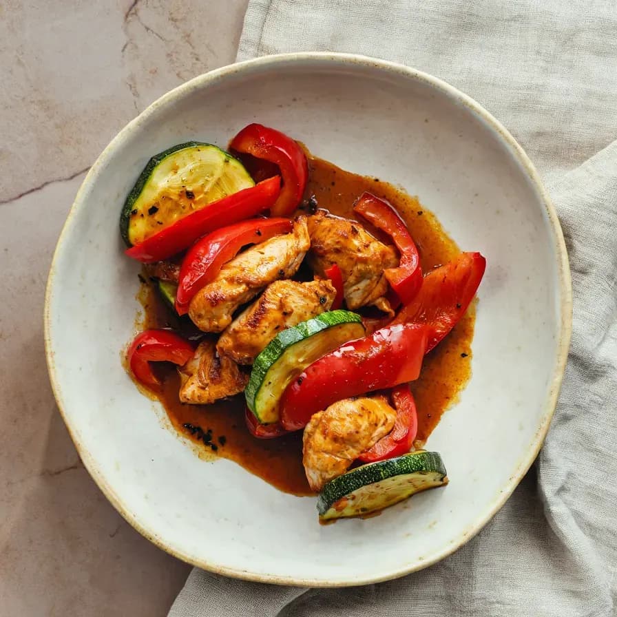 Oil-Free Grilled Chicken Skewers and Vegetables