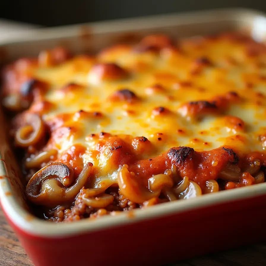 Грибы с фаршем и сыром Кашар