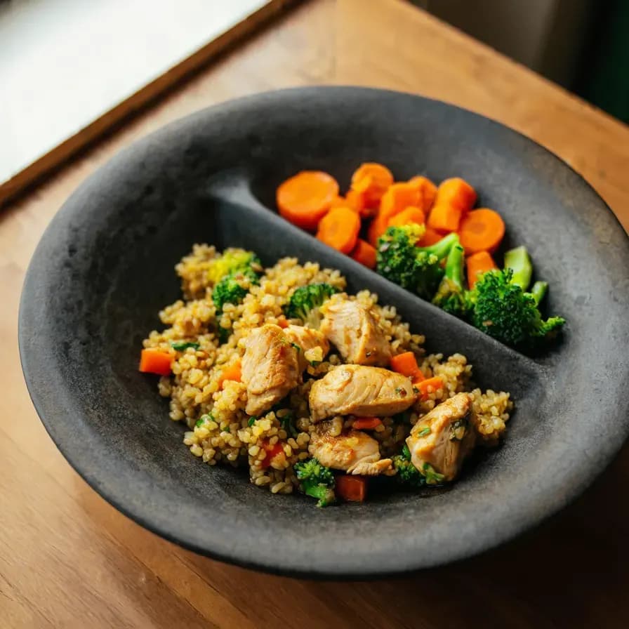 Wöchentliches Meal Prep mit Hähnchen und Gemüse