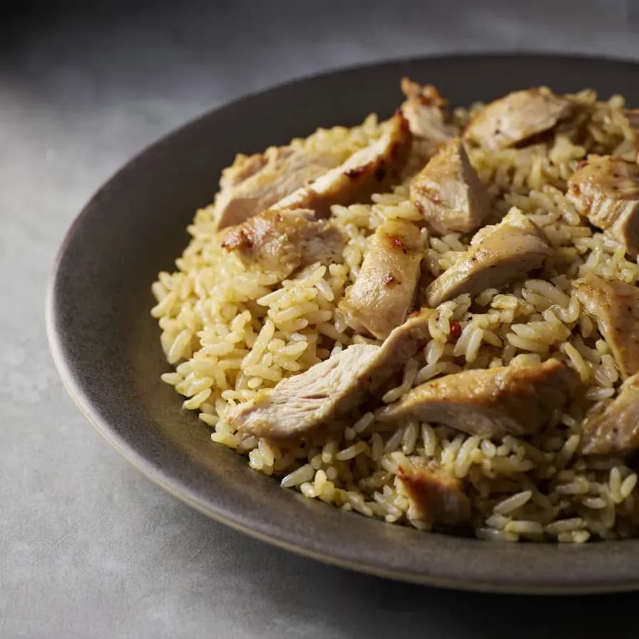 Plat Rizotto au curcuma et poulet grillé