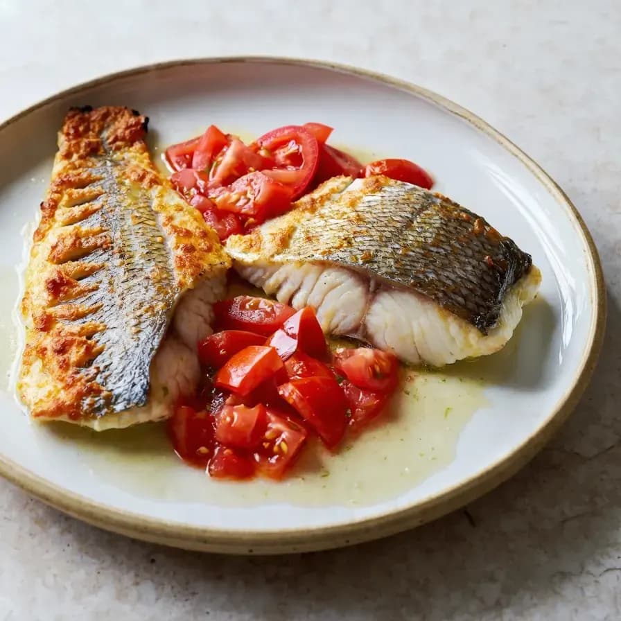 Wolfsbarsch mit Haferflockenpanade und Salsa-Soße