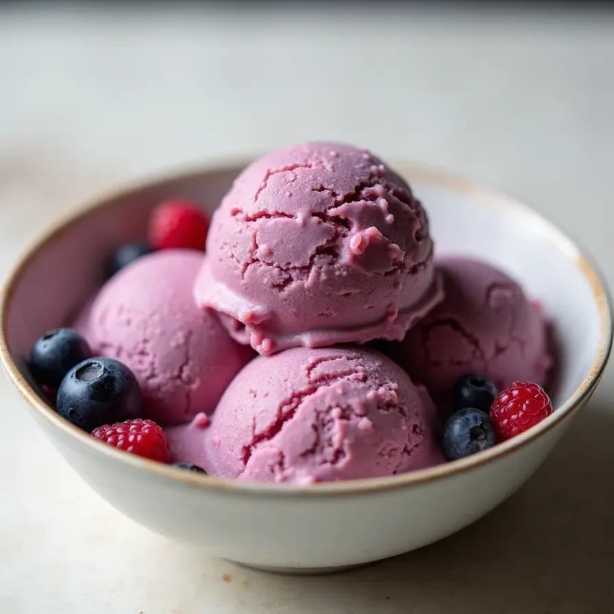 Plato de Helado de Frutas sin Azúcar y Alto en Proteínas