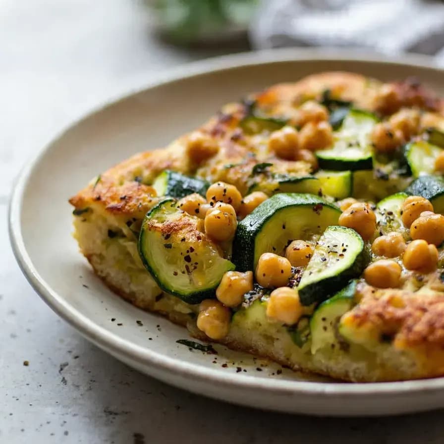 Plato de Focaccia de Calabacín con Alto Contenido de Proteína