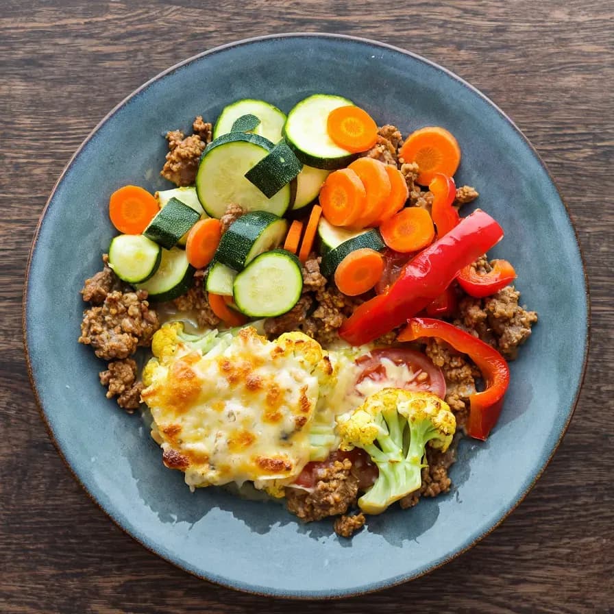 Vegetable Gratin with Minced Meat dish
