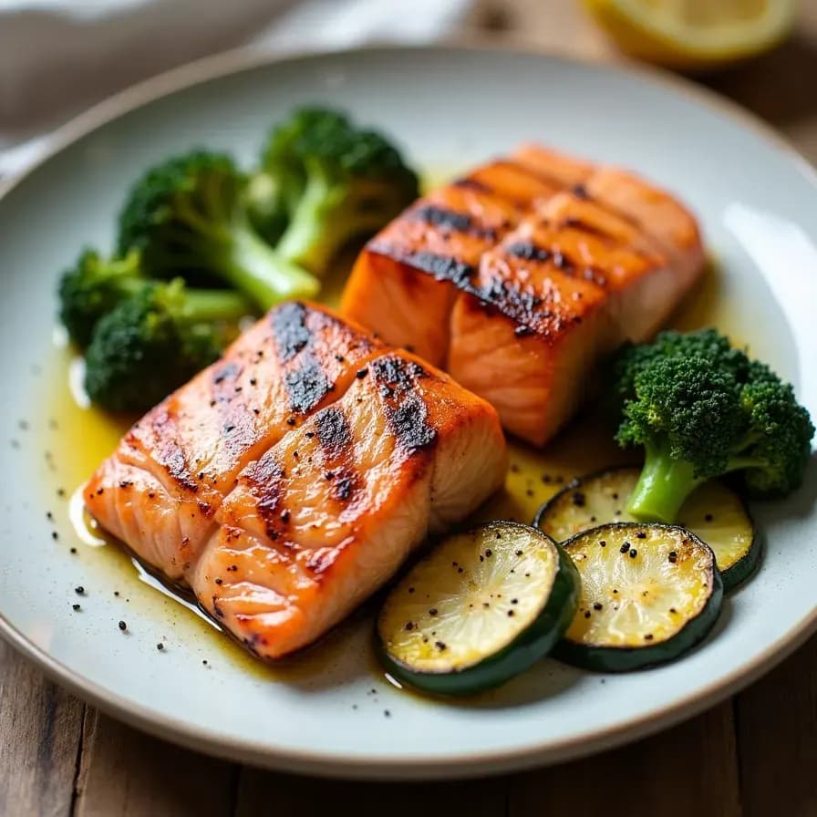 Grilled Salmon and Vegetable Plate