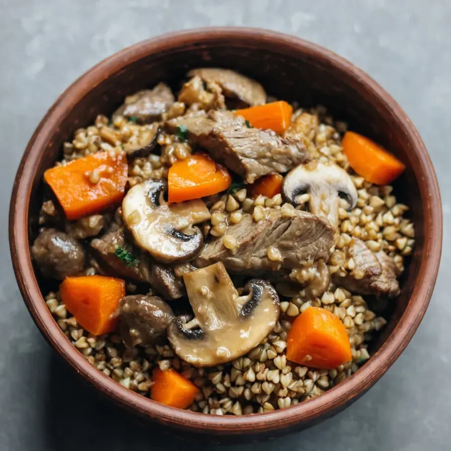 Sarrasin à la viande et aux champignons