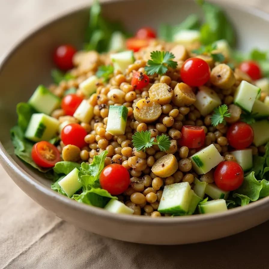 Salat mit Lor-Käse und grüner Linse