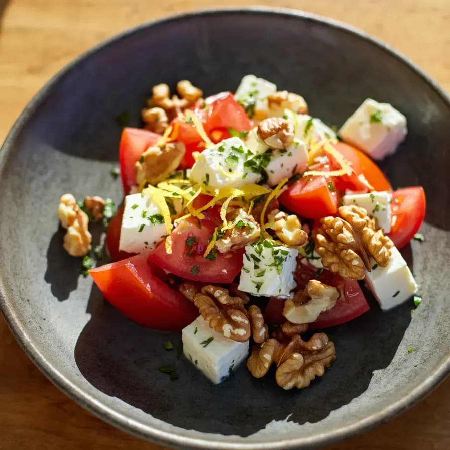 Sommersalat mit weißem Käse