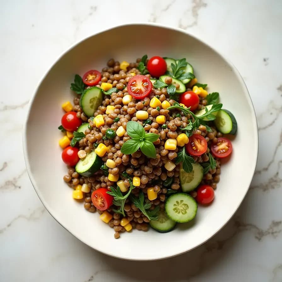 Salade de blettes avec lentilles et maïs